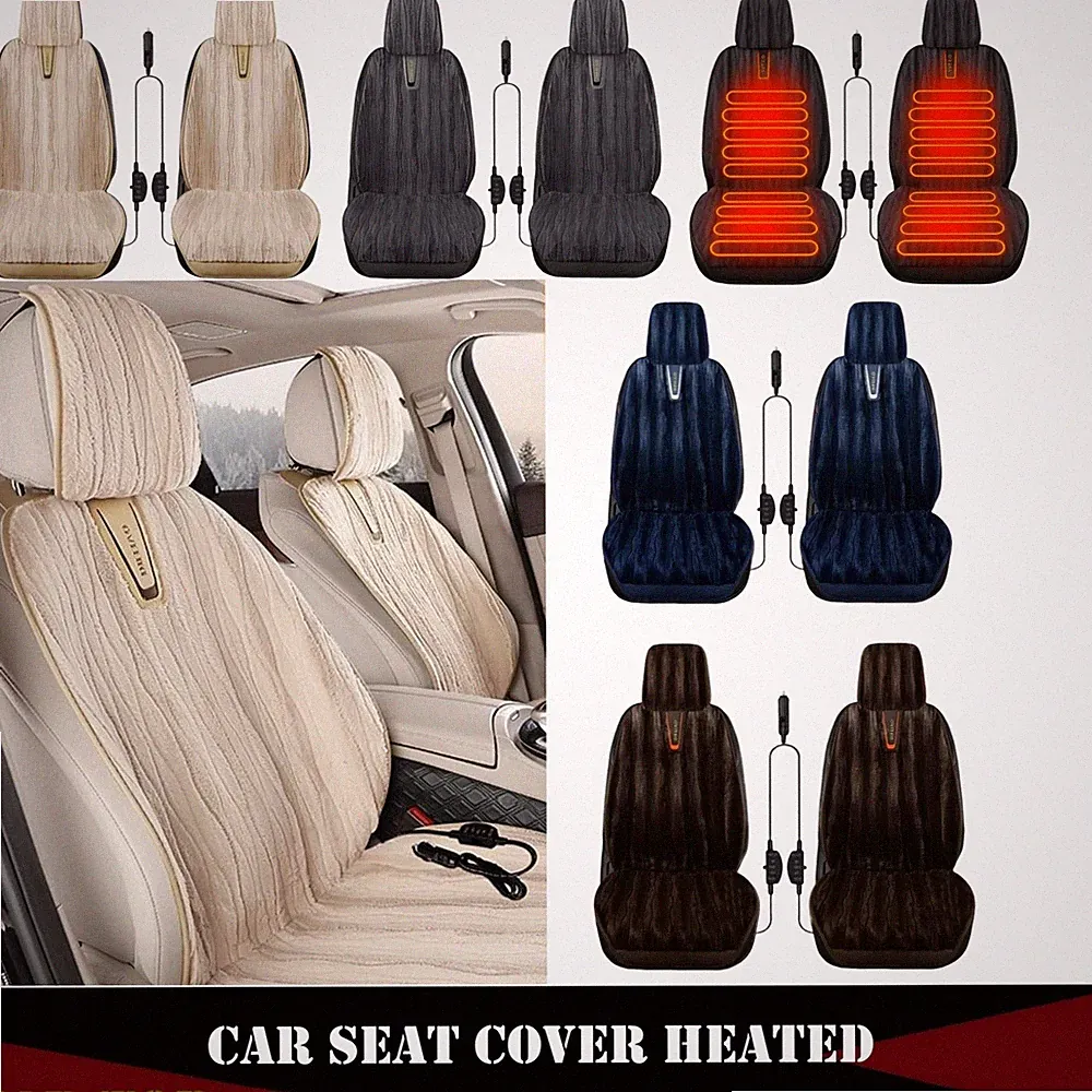 2in1 Plush Heated Seat Cover Cushion Set Winter Warm Electric Heating Pad 12V