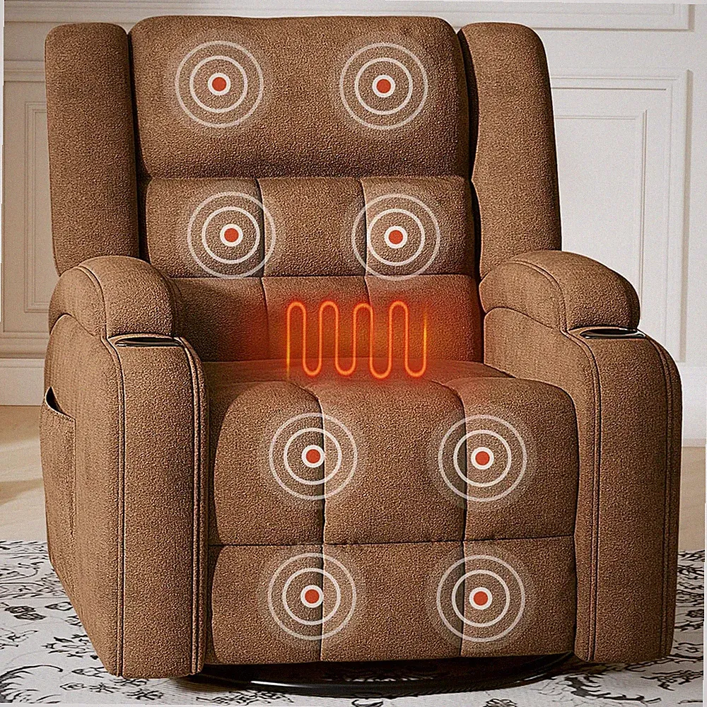 360° Swivel Rocker Recliner with Heat & Massage for Ultimate Relaxation
