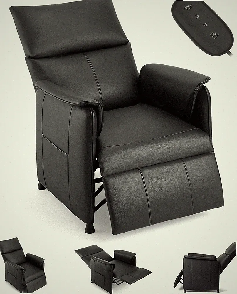 Adjustable Recliner | Modern Black Chair, Lumbar Massage,4 Modes & Heat Function