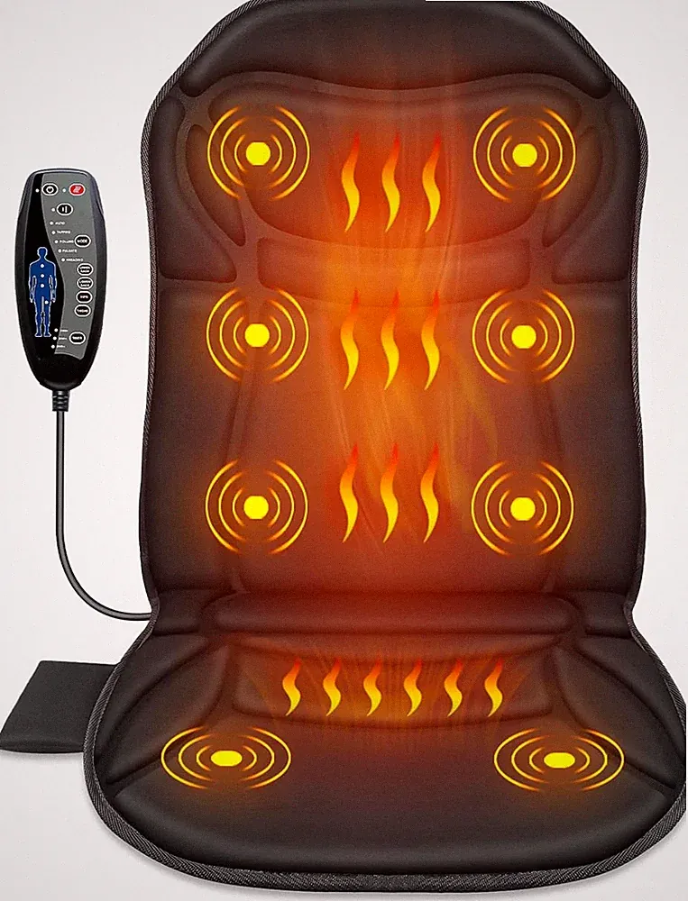 Back Massager Chair Pad, Back Massager with Heat, 5 Vibration Modes & 2 Heat Lev