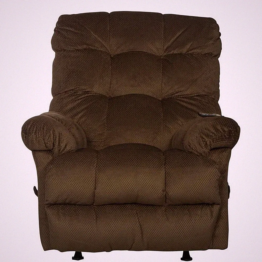 Batts Chaise Rocker Recliner with Heat & Massage in Brown Polyester Fabric