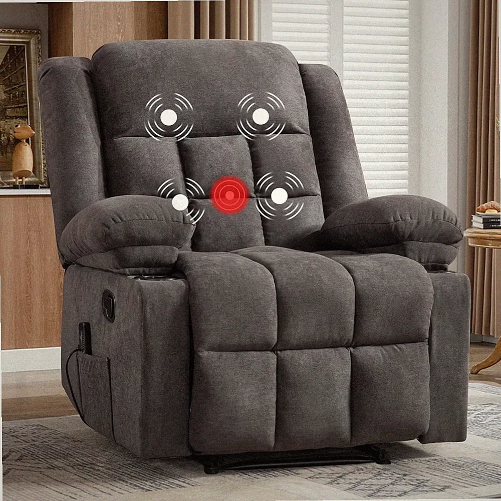 Canmov Soft Fabric Manual Recliner Chair with Vibration Massage & Lumbar Heating
