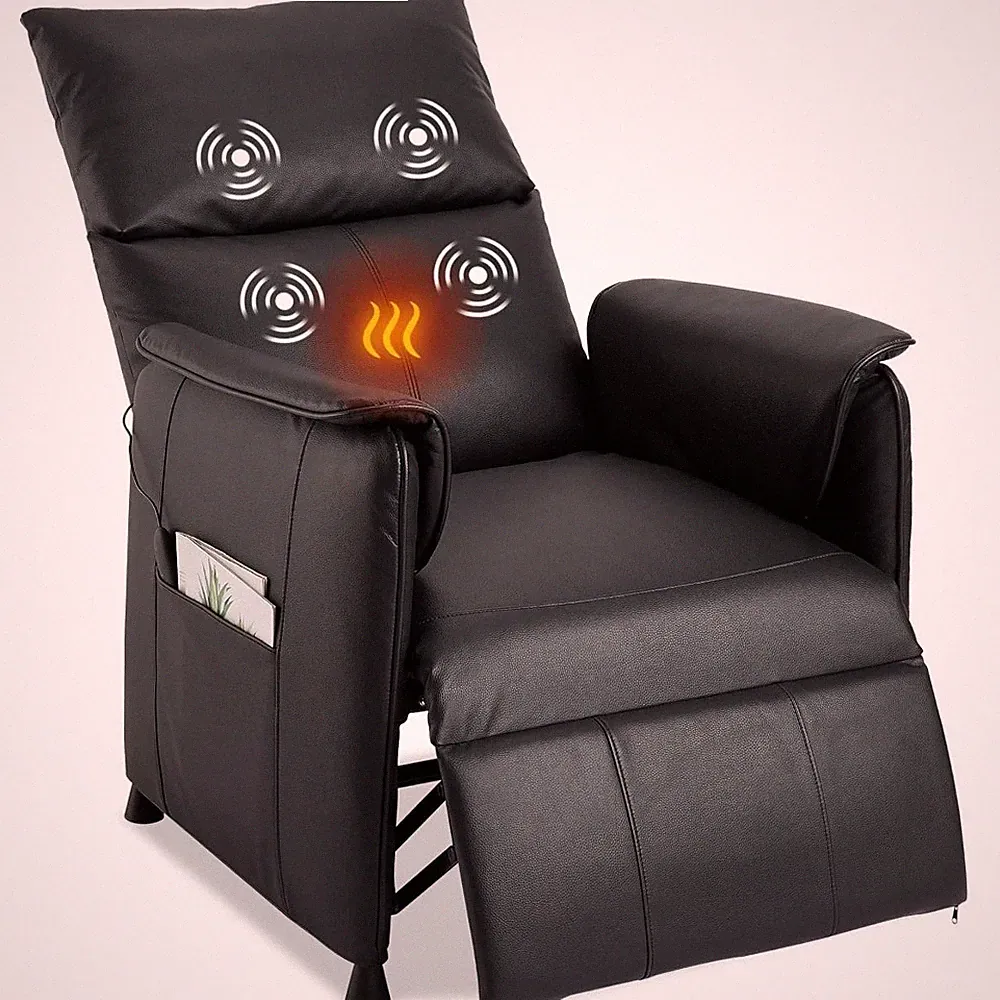 Electric Massage & Heat Recliner W/ Remote, PU Leather Armchair for Living Room