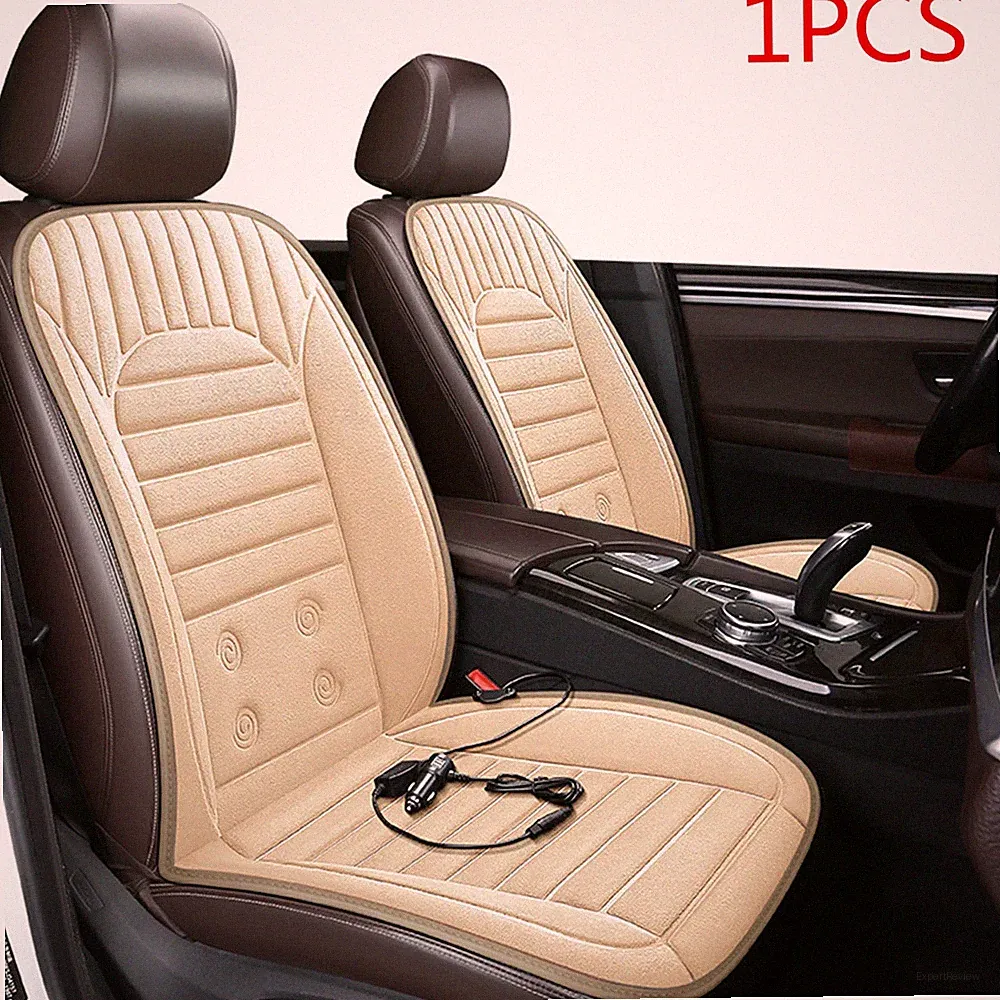 Heated Car Seat Cover Short Plush Chair Protector With Temperature Adjust Switch (For: Seat)