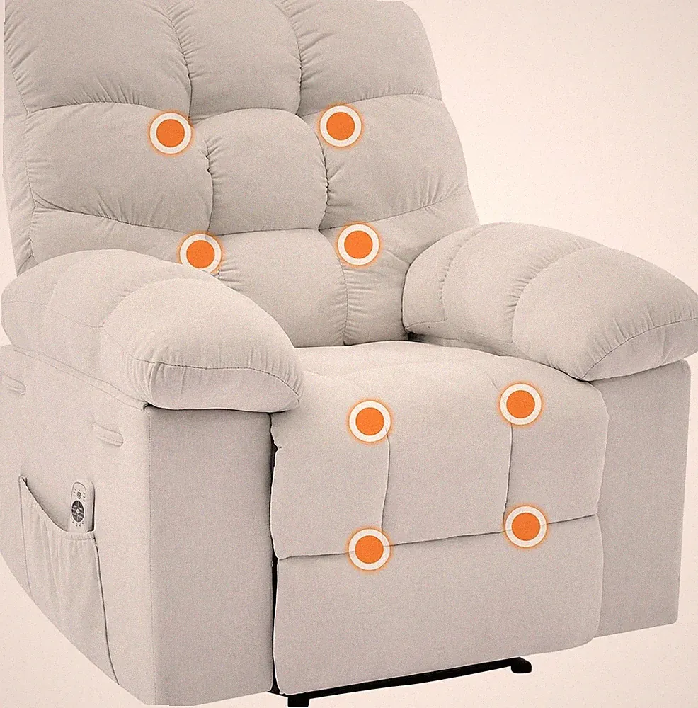 Manual Swivel Rocker Recliner Chair Massage & Heat 150° Oversize Single Sofa