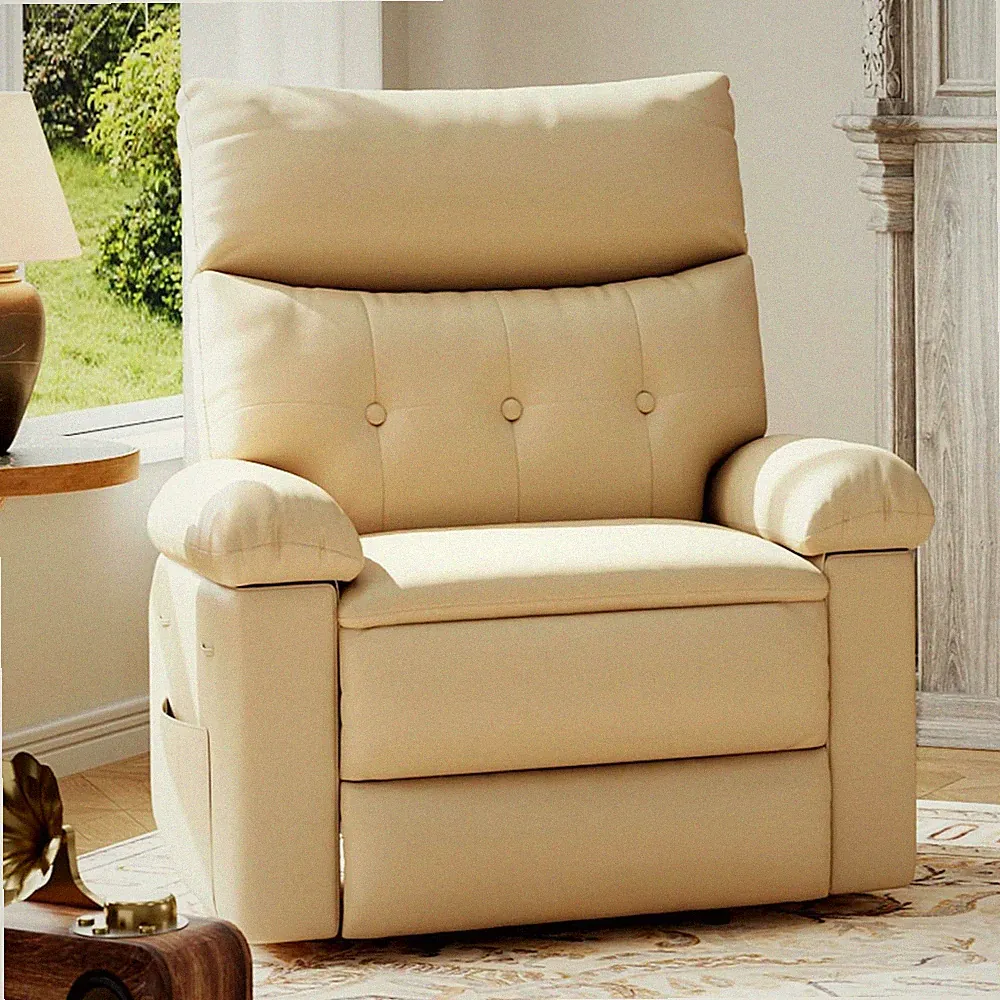 Oversized Rocker Recliner with Massage & Heating, PU Leather Comfort Chair