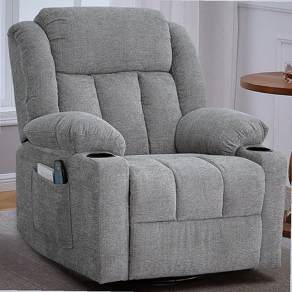 Rocker Swivel Recliner Chair for Adults, Overstuffed Large Manual Recliner Glide