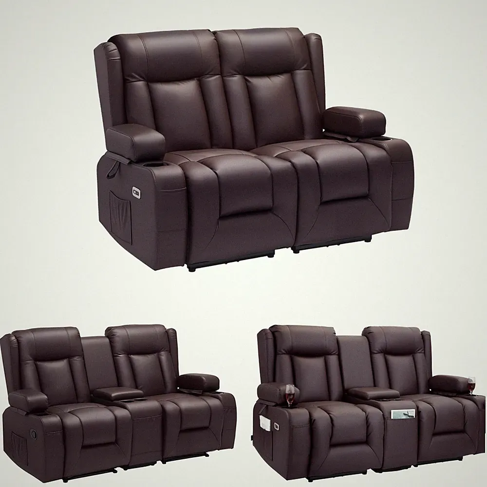 Uimoso Loveseat Recliner Sofa PU Leather Power Reclining Couch Heating & Massage