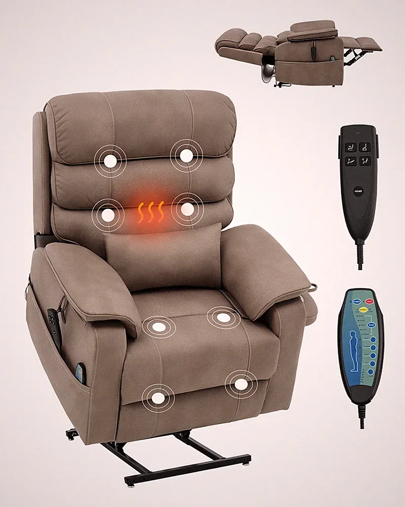 VEVOR Power Lift Recliner Chair with Heat and Massage Light Brown